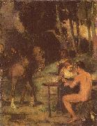 Hans von Marees Abendliche Waldszene oil on canvas